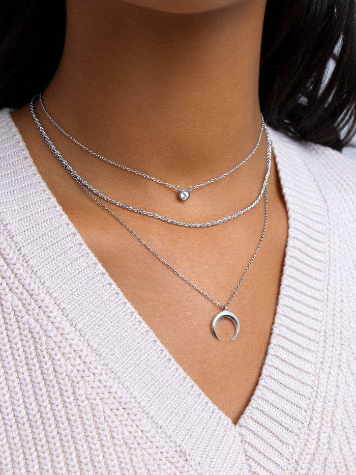 Pack 2 Collares Diamond + Mini Moonset Plata